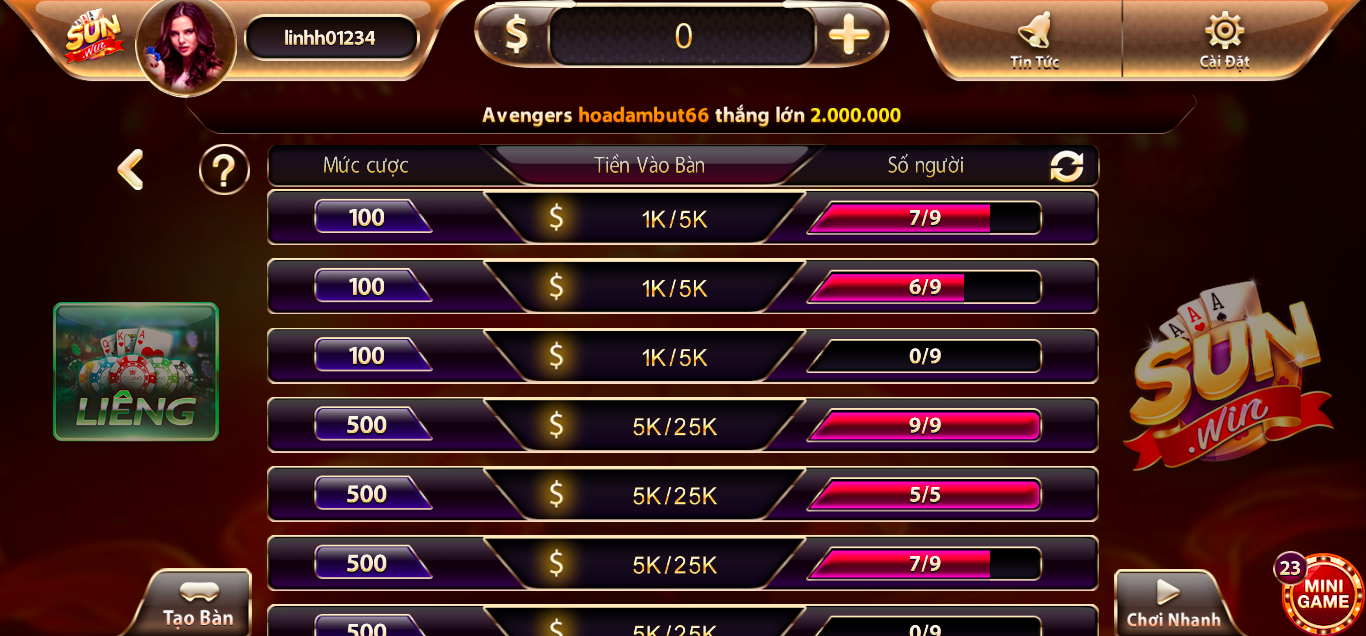 Hướng dẫn quy luật của game bài đổi thưởng uy tín Liêng Sunwin