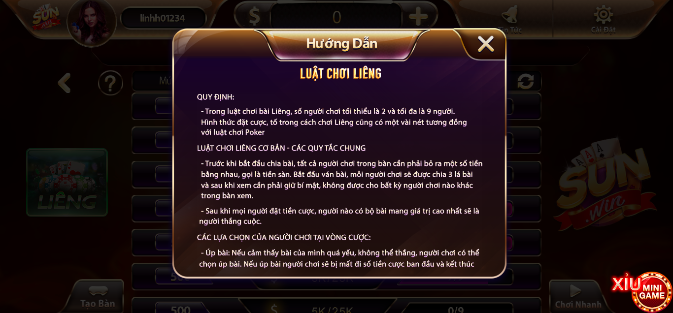 Quy trình chơi cược một ván game bài đổi thưởng uy tín Liêng Sunwin
