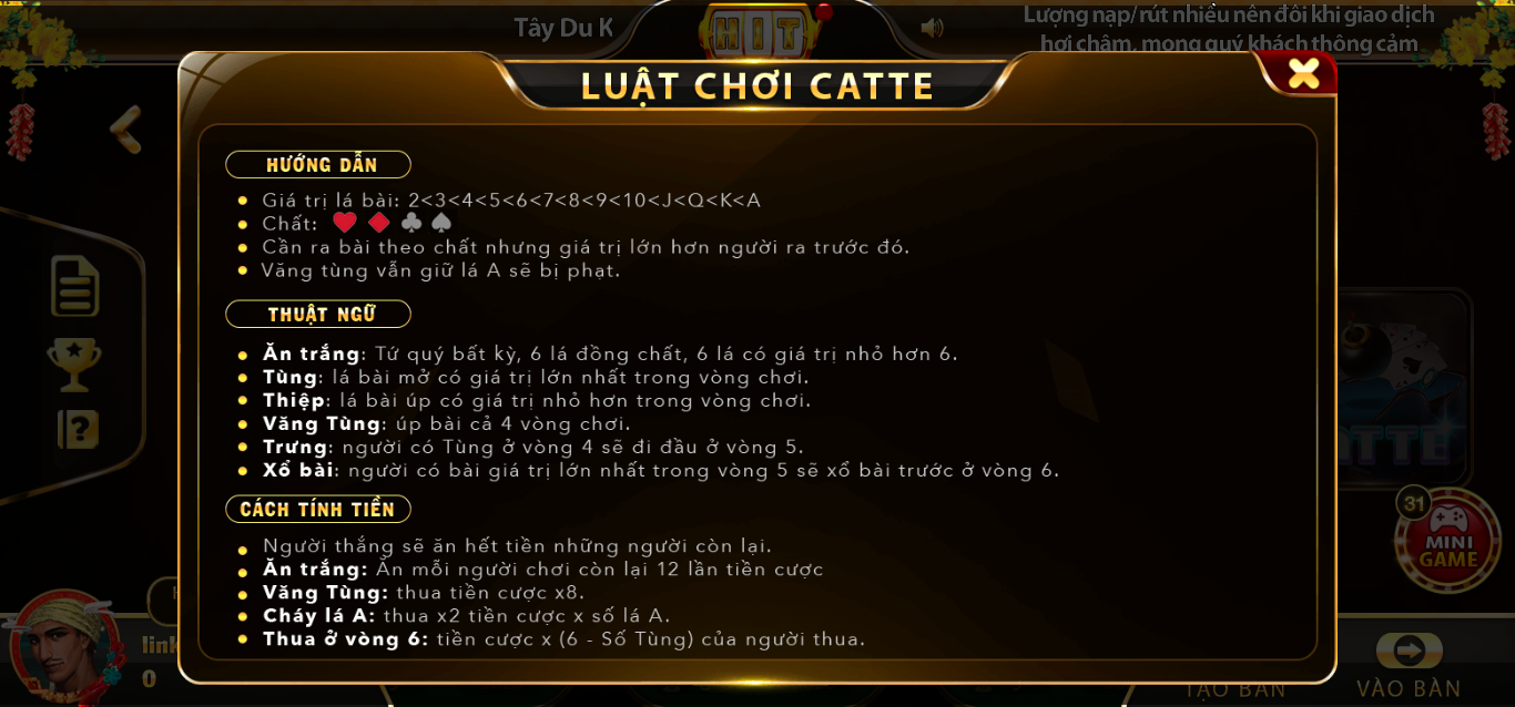 Luật chơi chi tiết game đánh bài đổi thưởng Catte