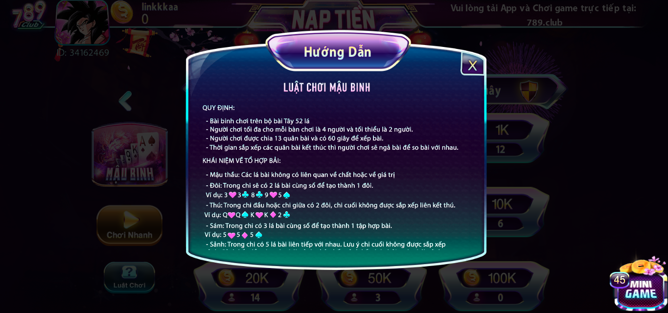 Một số cách xếp bài đỉnh cao của cao thủ khi đánh bài Mậu binh 789club